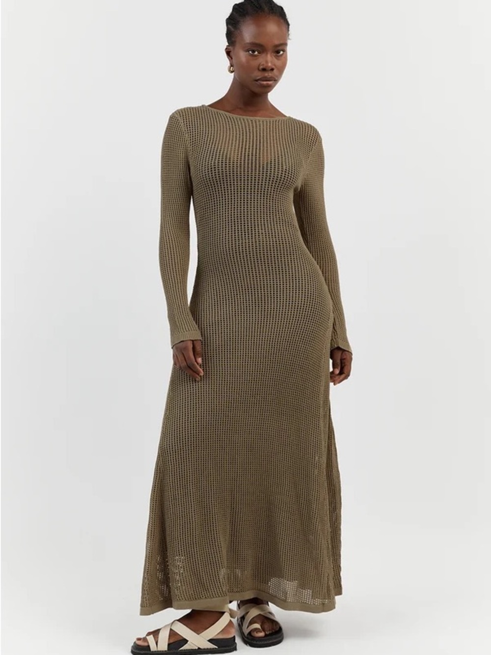 NWT Dissh Ophelia Crochet Long-Sleeve Maxi Dress in Moss/Olive